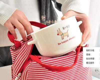 工厂直销牛津布条纹便当包 多功能饭盒包与化妆品收纳袋的完美之选